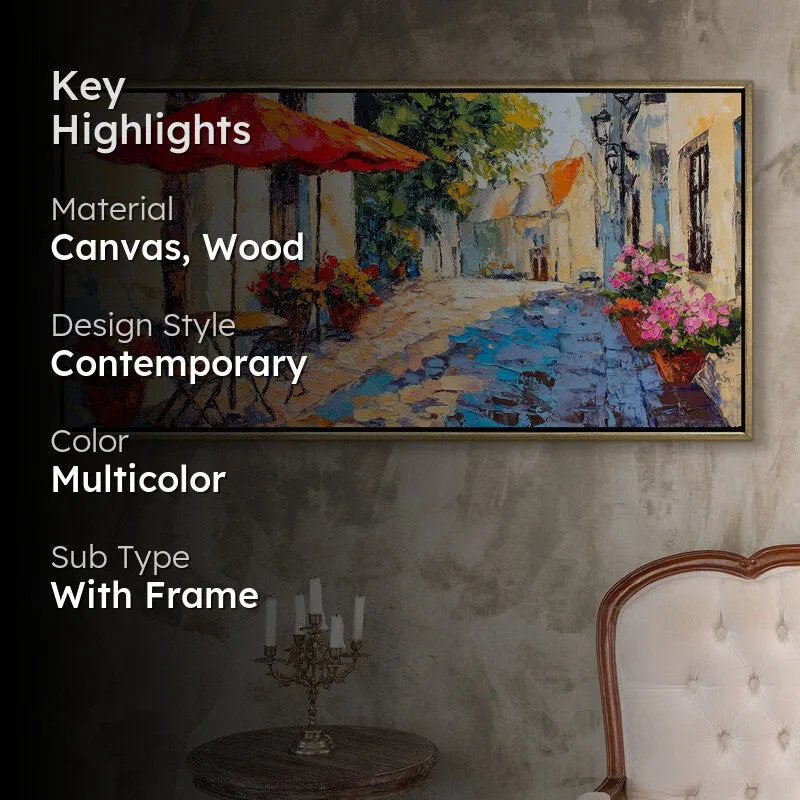 Courtyard Canvas Wall Painting With Frame media 2