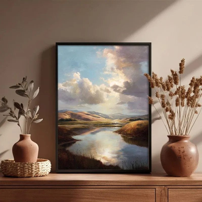 Valley of Calm Archival Paper Wall Painting With Black Frame media 4