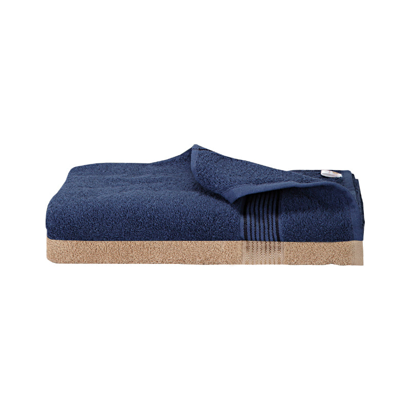 Bodil Bath Towel (Navy Blue & Beige) - Set Of Two media 5