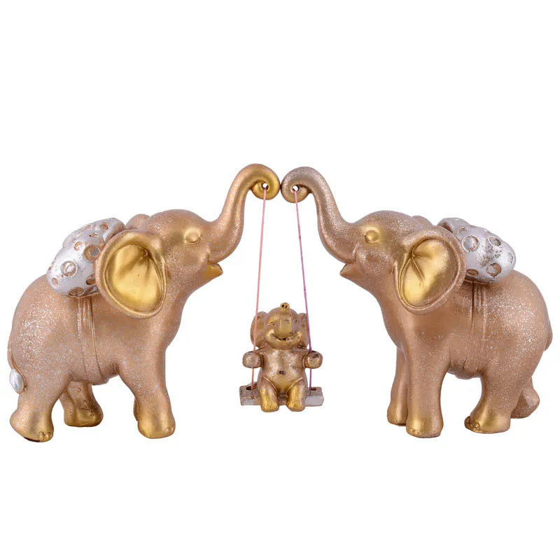 Tiny Tuskers Painted Polyresin Show Piece - Golden Brown media 3
