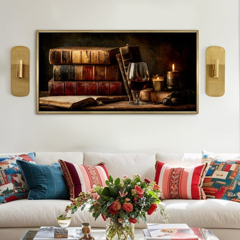 Bookward Canvas Wall Painting With Frame
