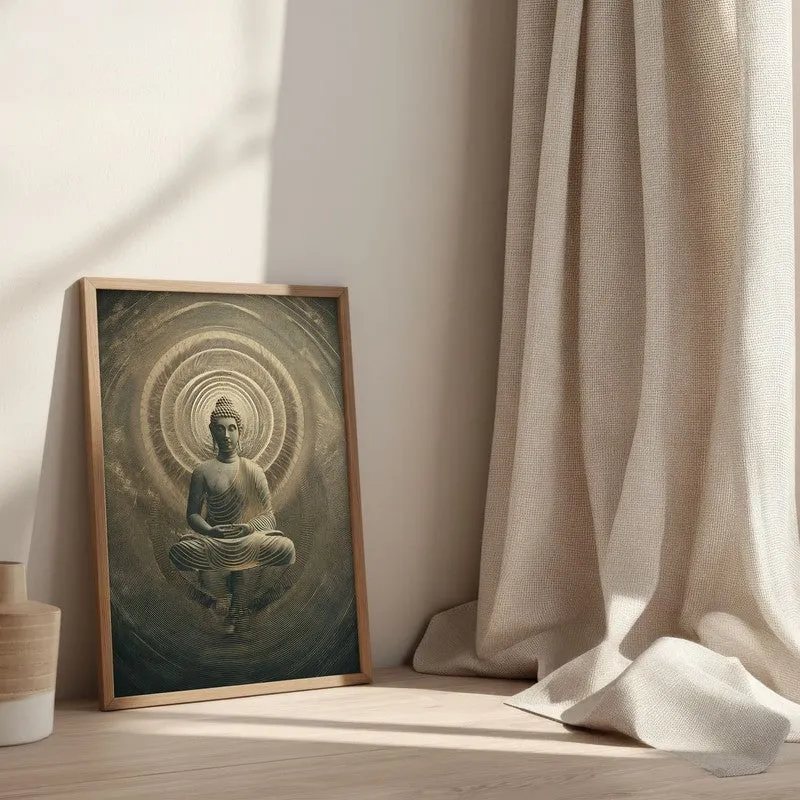 Harmony Within Buddha Archival Paper Wall Painting With Brown Frame media 3