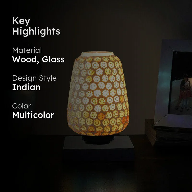 Prismyre Glass Table Lamp With Wooden Base - Multicolor media 2