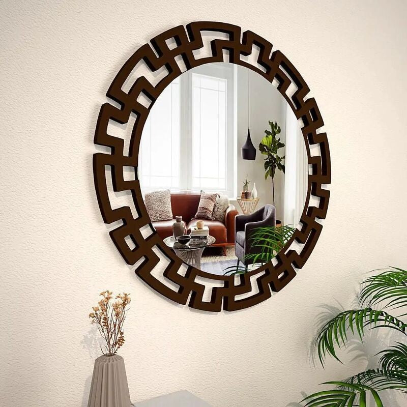 Greek Key Reflection Decorative Wall Mirror - Brown media 5