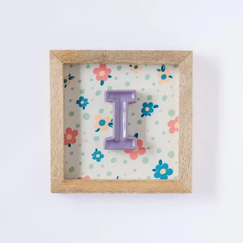 (I) Mini Mottled Mono Ceramic & Wooden Wall Accent - Purple media 1
