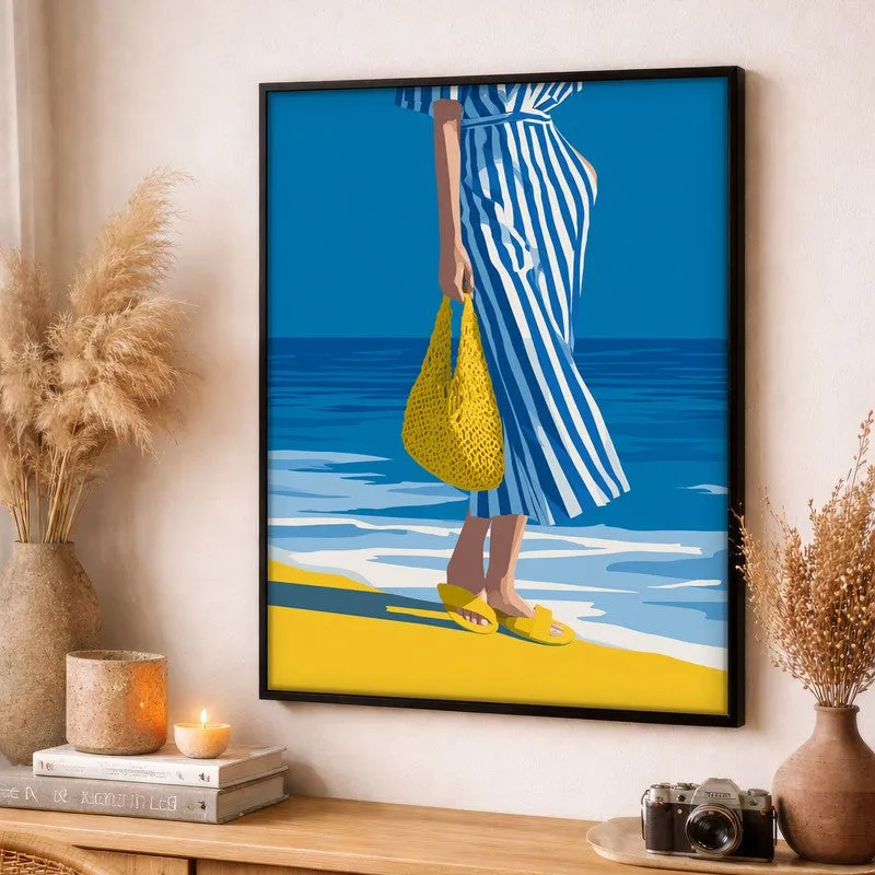 Shoreline Canvas Wall Painting - Black Frame media 3