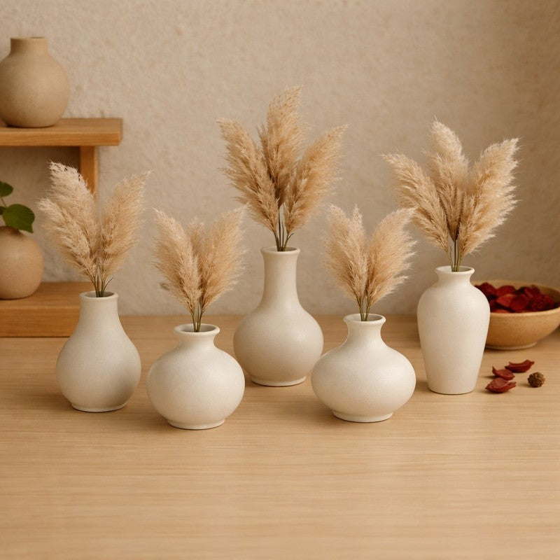 Petite Floral Ceramic Vase - Set of Five