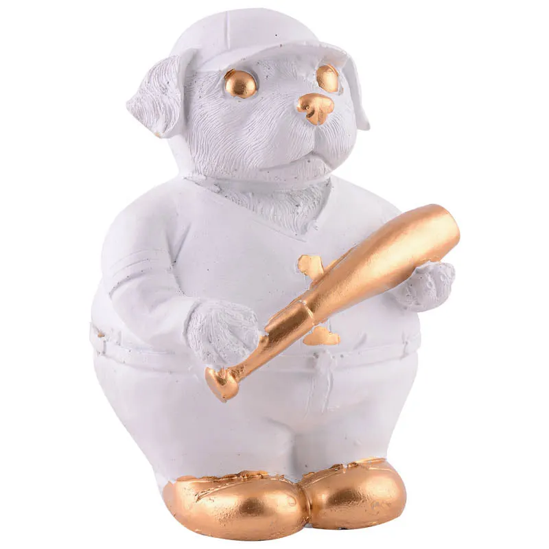 Slugger Pup Painted Polyresin Showpiece - White media 3
