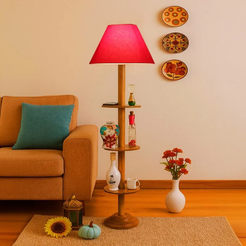 EclipseNova Light Wooden Floor Lamp - Red media 1