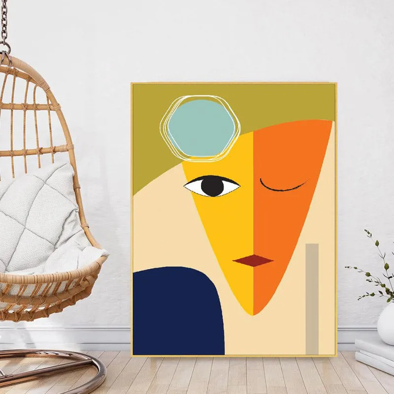 Roda Abstract Face Wall Painting With Frame media 3