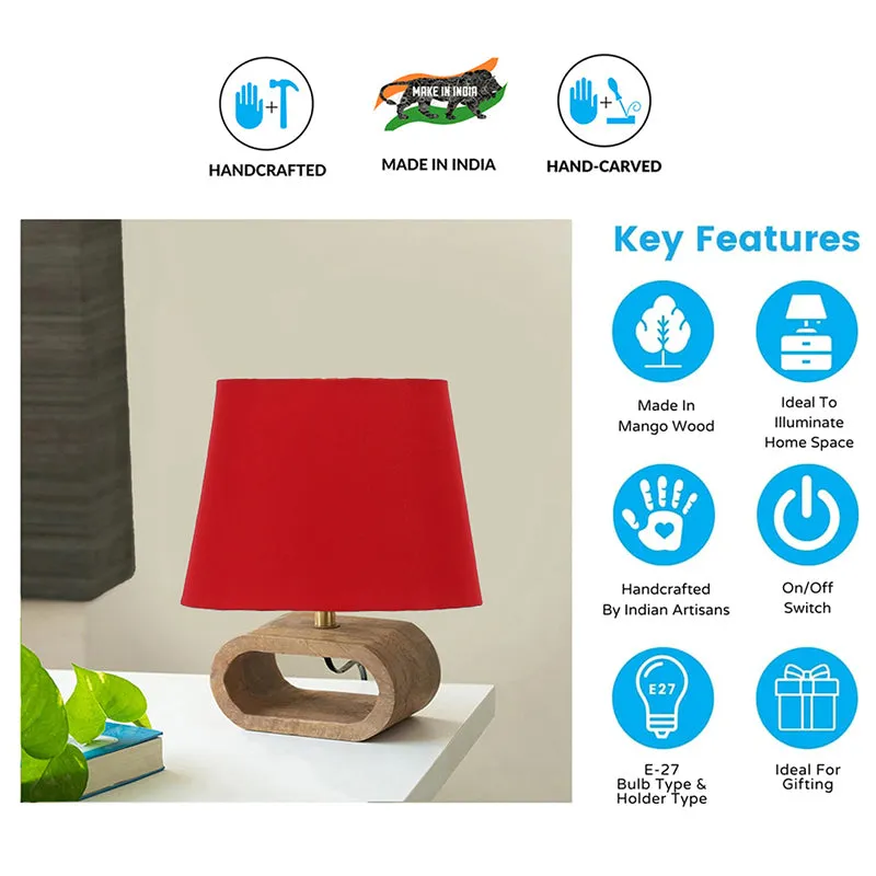 Adagio Wooden Table Lamp - Red,Brown media 5