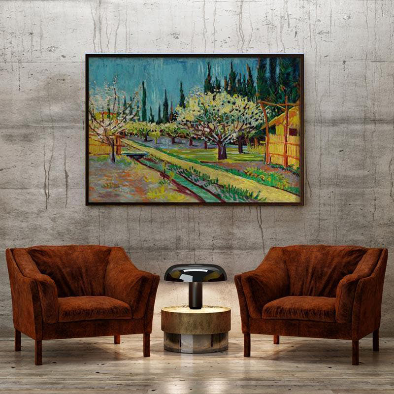 Orchard Bordered By Cypresses By Vincent Van Gogh - Black Frame media 4