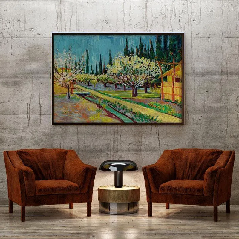 Orchard Bordered By Cypresses By Vincent Van Gogh - Black Frame media 4