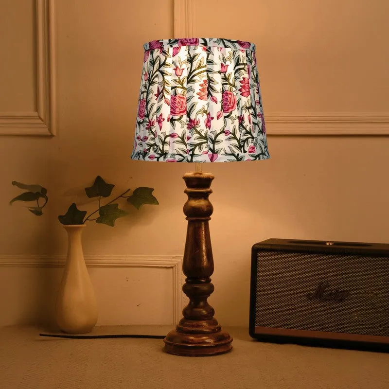 Royal Chintz Wooden Base Cotton Table Lamp - Multicolor media 1