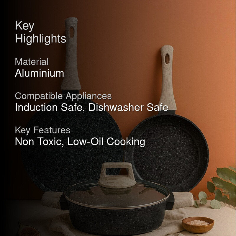 Solara Brewo Black Ceramic Cookware Set media 2