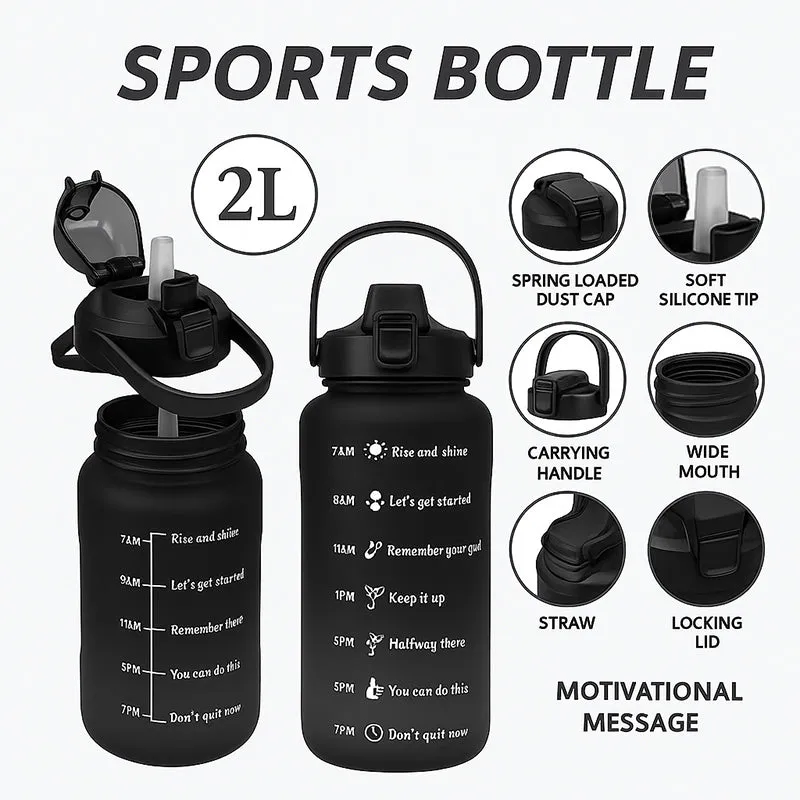 Ombre Sip Water Tumbler With Straw & Stickers (Grey,Black) - 2 L media 6