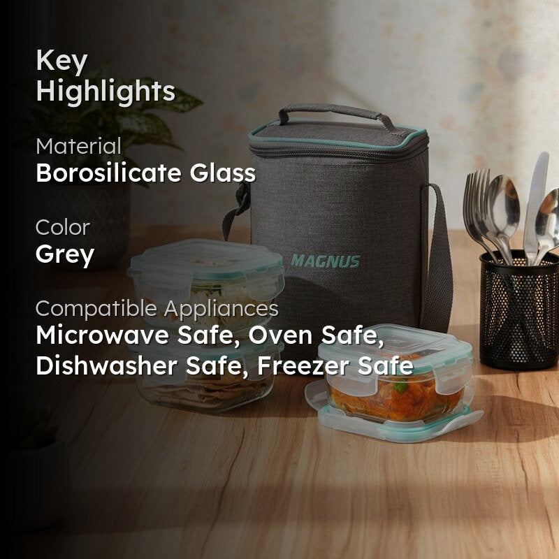 Packly Simple Lunch Box with Lunch Bag - Four Piece Set media 2
