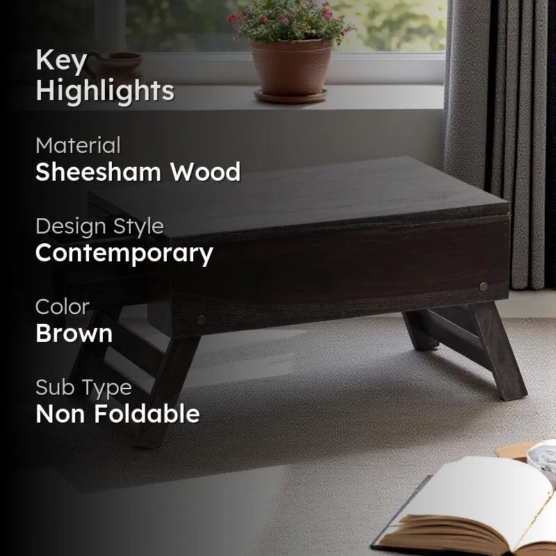 Nverox Sheesham Wooden Side & Bedside Table - Brown,Black media 2
