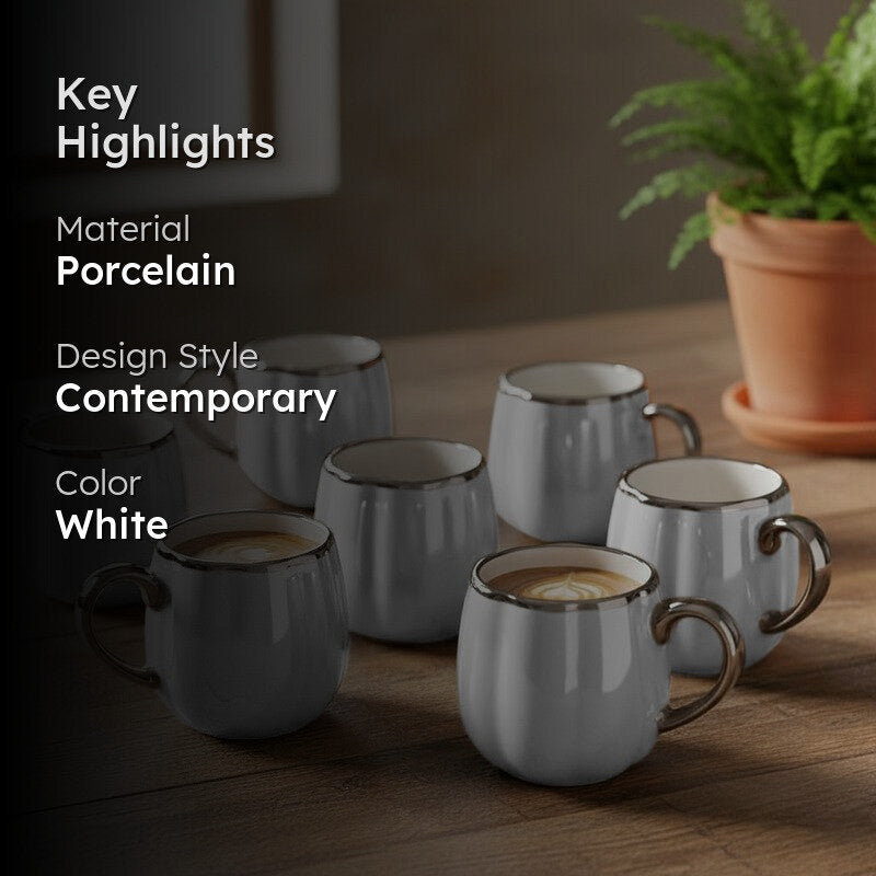 Magina Porcelain Tea Cup (180 mL Each) - Set of Seven media 2
