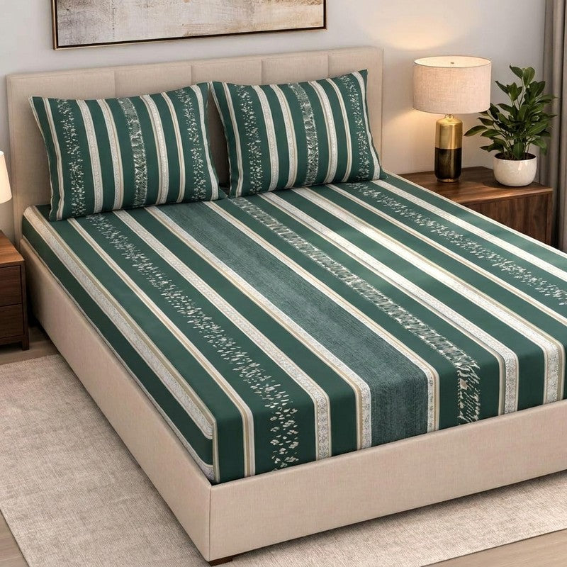 Flomo Stripes Cotton Bedsheet - 300 TC