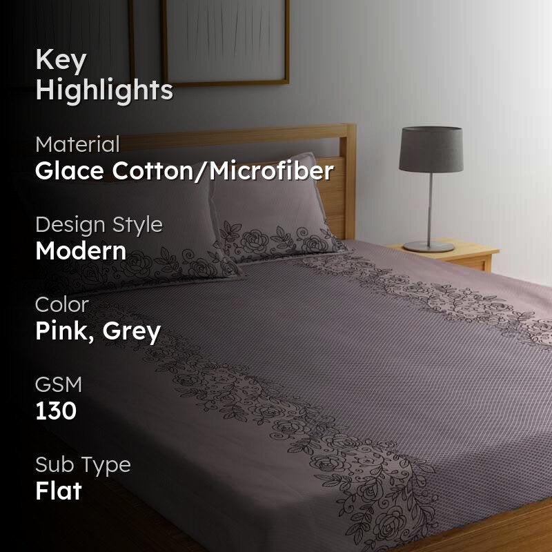 Britney Printed Microfiber Bedsheet - 130 GSM media 2