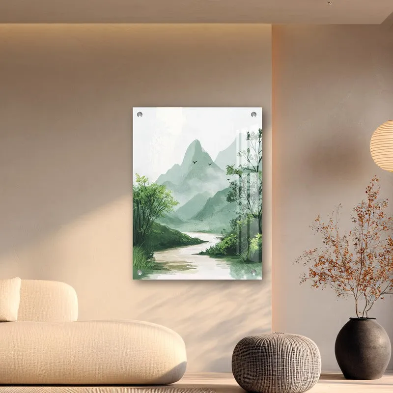 Zen Forest Green Japanese Acrylic Wall Art media 5