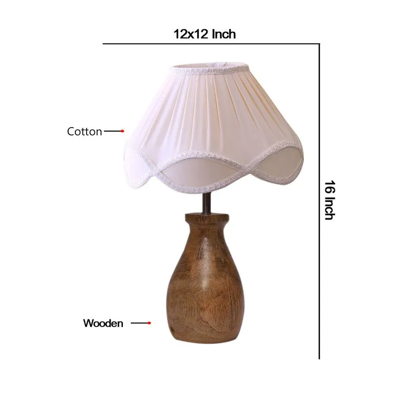Glowflame Cotton Table Lamp With Wooden Base - White media 9