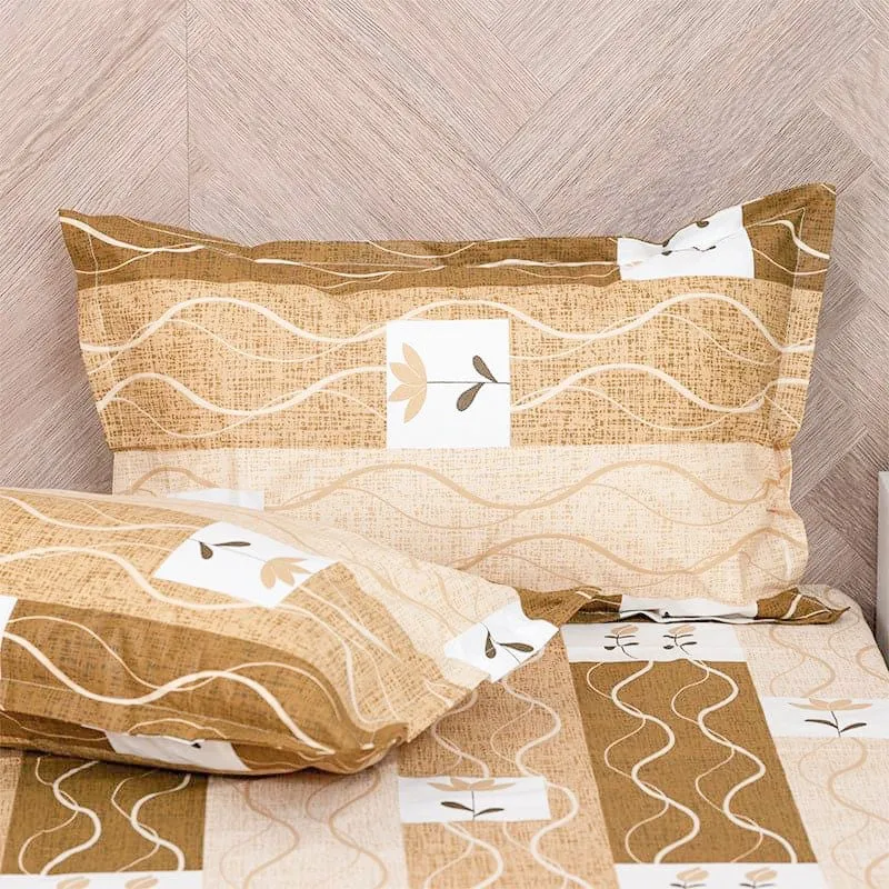 Shirava Wavy Cotton Bedsheet (Brown) - 144 TC media 4