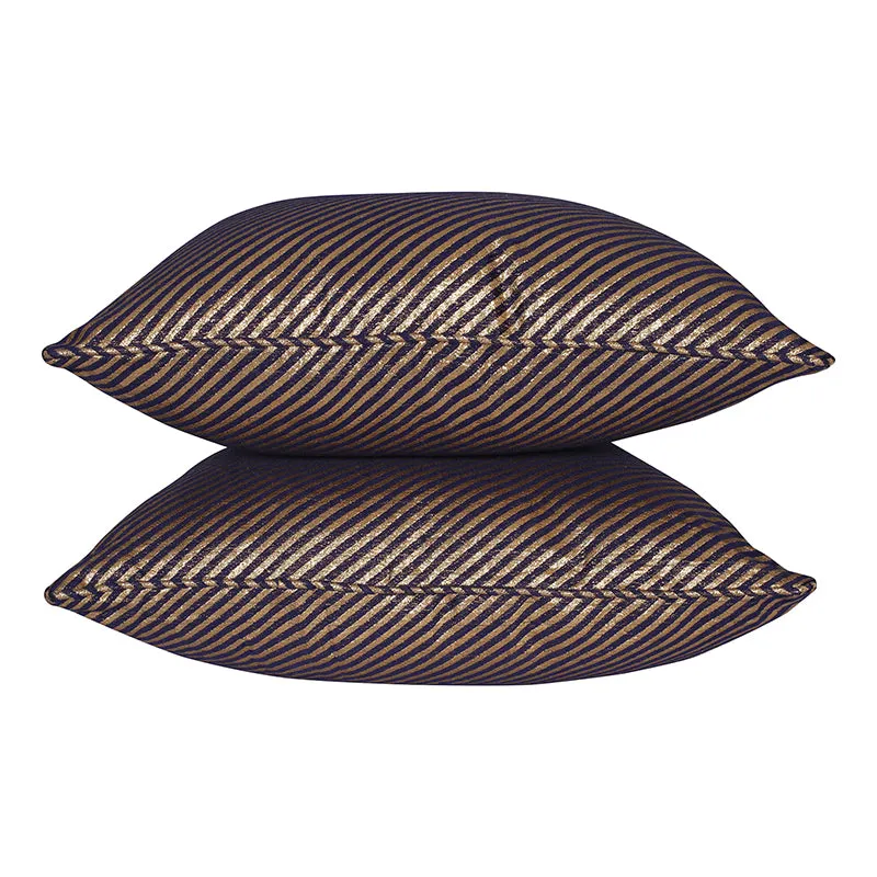 Silk Nest Woven Cushion Cover (Gold & Black) - Set Of Two media 5