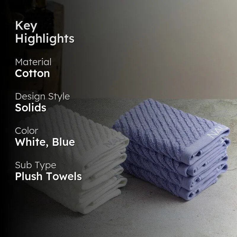 Nautica Riviera Soft Cotton Hand & Face Towel (White & Blue) - Set Of Eight media 2