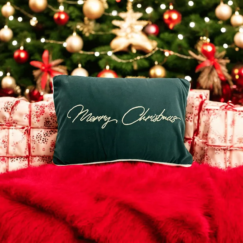 Gilded Greetings Velvet Christmas Cushion Cover - Rectangle media 3