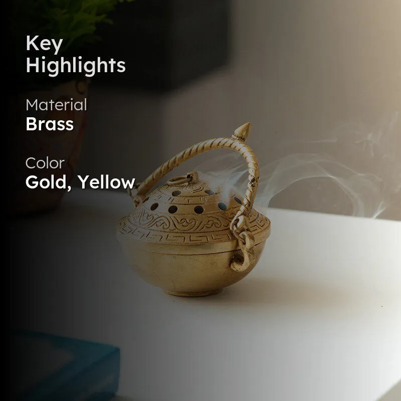 Chandan Dhuni Hand-Etched Brass Incense Burner - 2