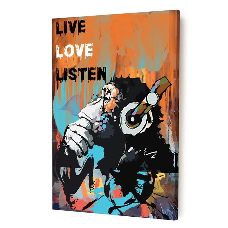 Live Love Listen Modern Ape Canvas Wall Painting media 4