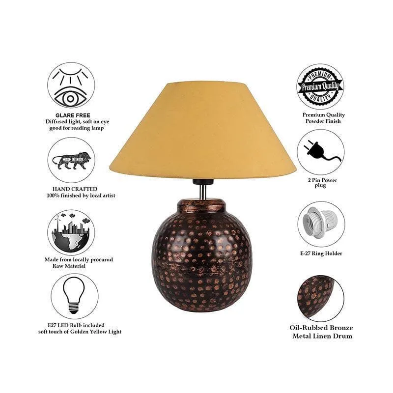 Vintage Charm Fabric Table Lamp - Gold,Bronze media 6