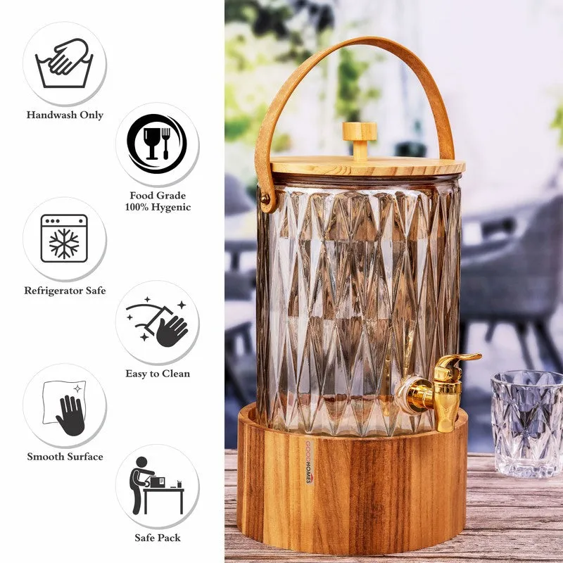 Glass Drink Dispenser with Wooden Stand (5000 Ml) - Two Piece Set media 6