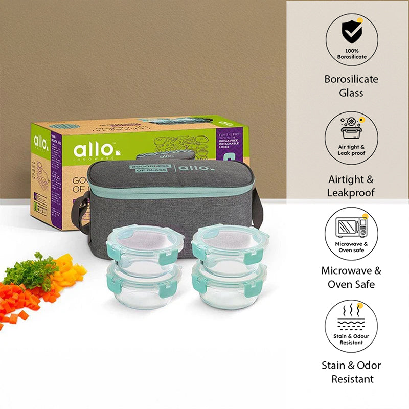Jonas Lunchbox With Grey Bag (390 ML) - Set Of Four