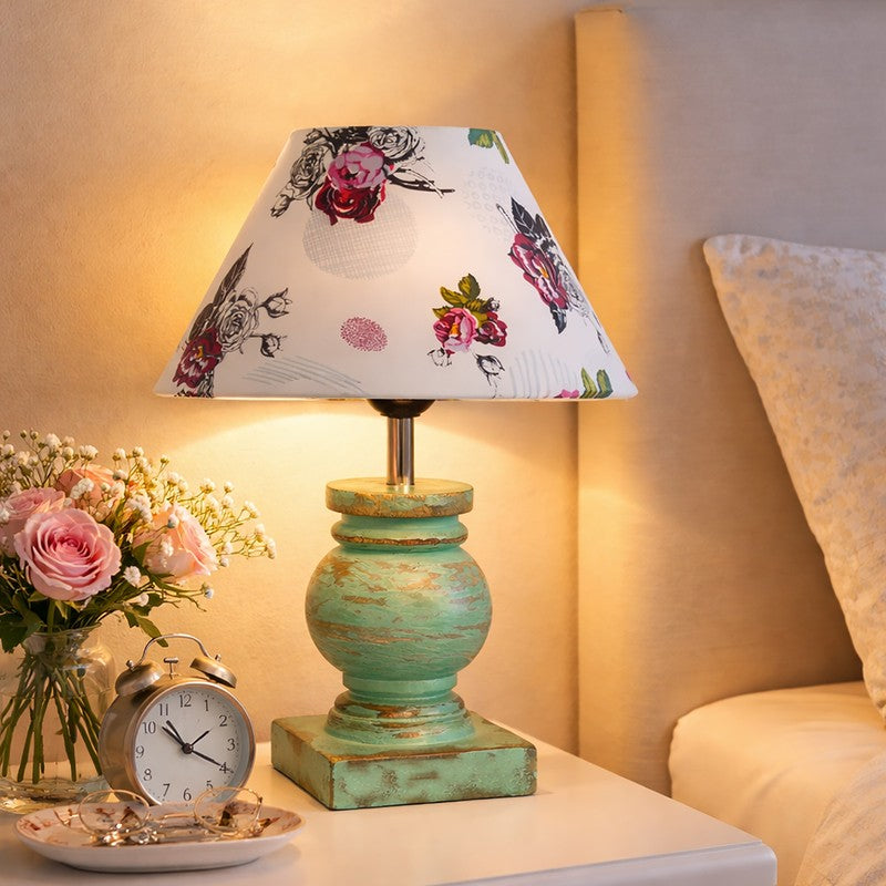 BloomVibe Wooden Table Lamp