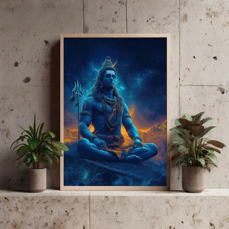 Peaceful Mahadev Meditating III Archival Paper Wall Art - Natural Brown Frame media 3