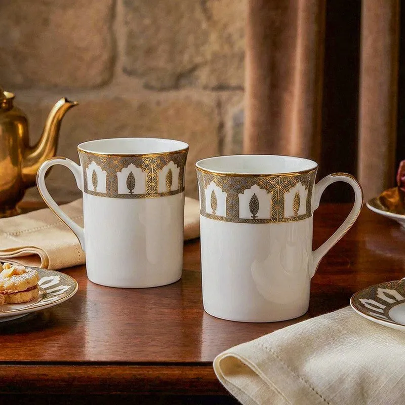 Gilded Chinar Classic 24k Gold Brushed Porcelain Coffee Mug (300 mL Each) - Set Of Six media 3