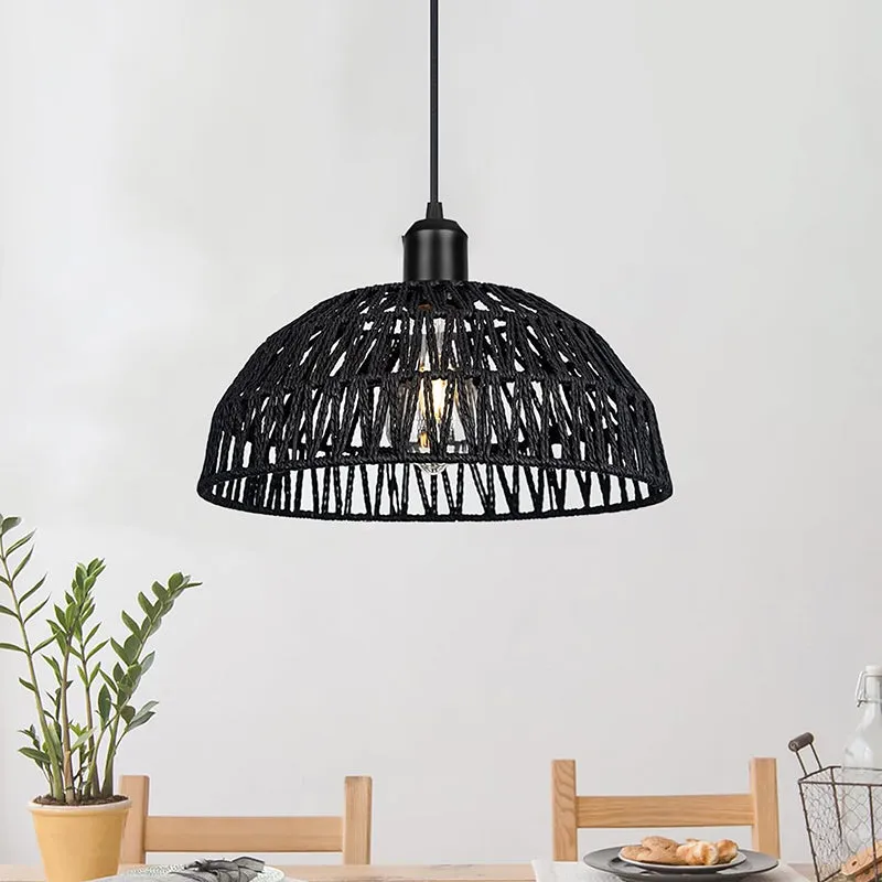 Lattice Long Rattan Ceiling Lamp - Black media 3