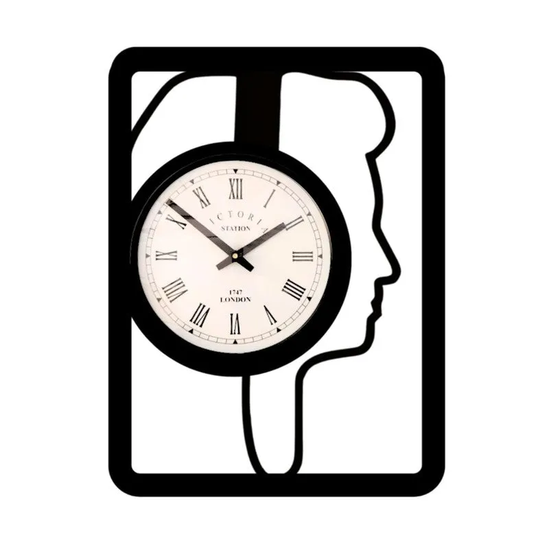 Facestra Steel Analog Wall Clock - Black media 4
