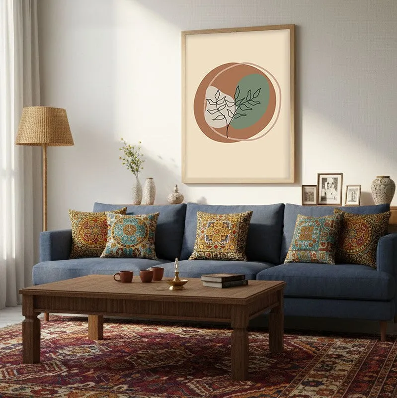 Woven Flora Canvas Wall Painting With Brown Frame media 5