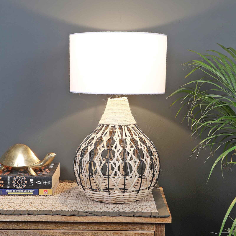 Lucenta Weave Bamboo Table Lamp - White,Beige