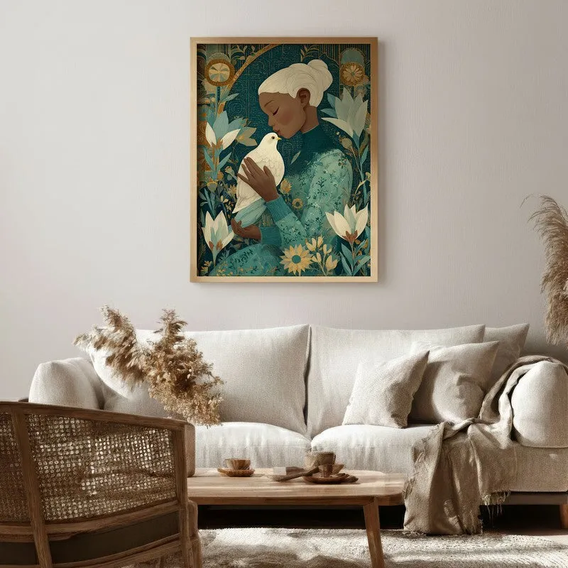 Dovehue Canvas Wall Painting - Brown Frame media 1