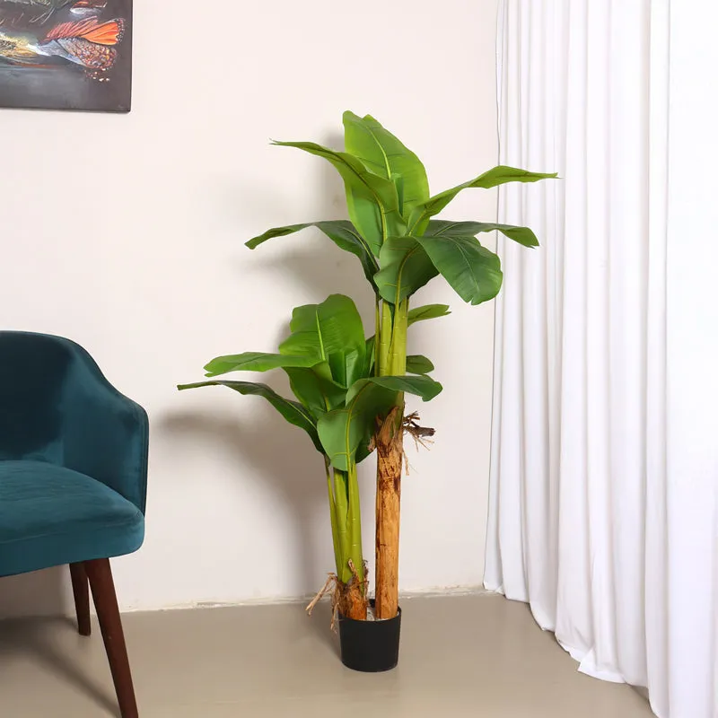 Verdiq Artificial Banana With Black Plastic Pot - 4.5 Feet media 3