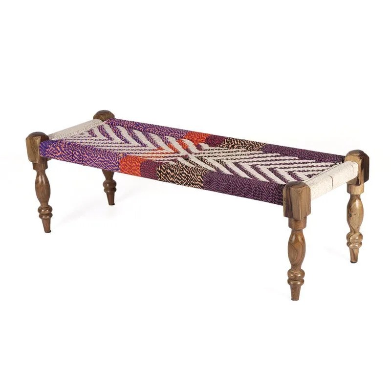Calvo Sheesham Wooden Bench - Multicolor media 4