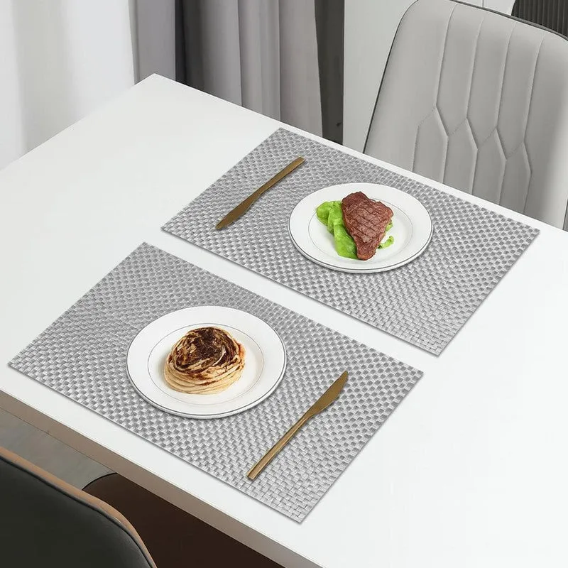 Vionne Silver Rectangle PVC Table Mats - Set Of Two media 1