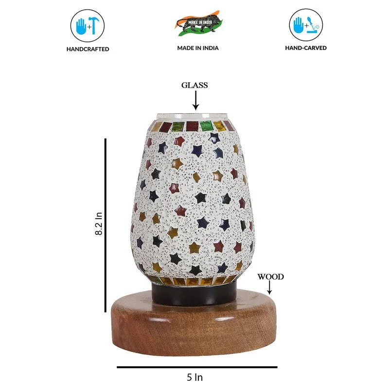 Blazeon Glass Table Lamp With Wooden Base - Multicolor media 8