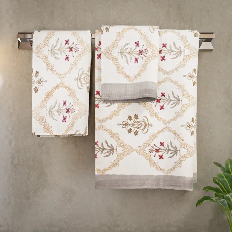 Costal Leaf Cotton Hand Towel - Sky Brown media 3
