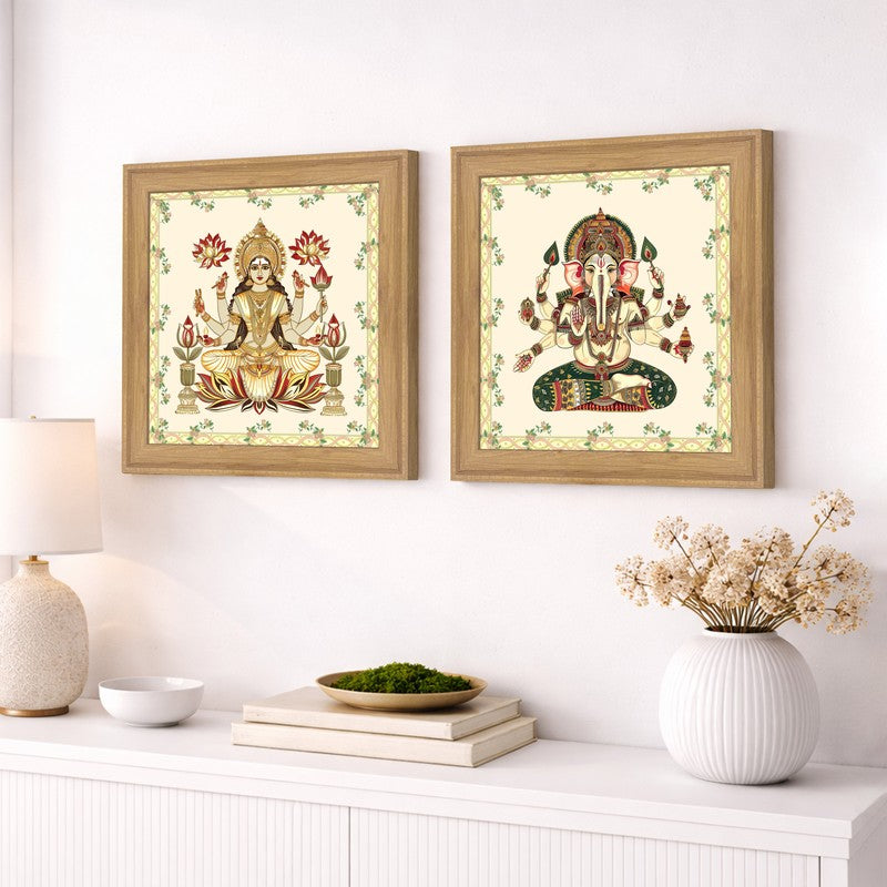 Shri Mahalaxmi Vinayaka Wall Art - Set Of Two media 3